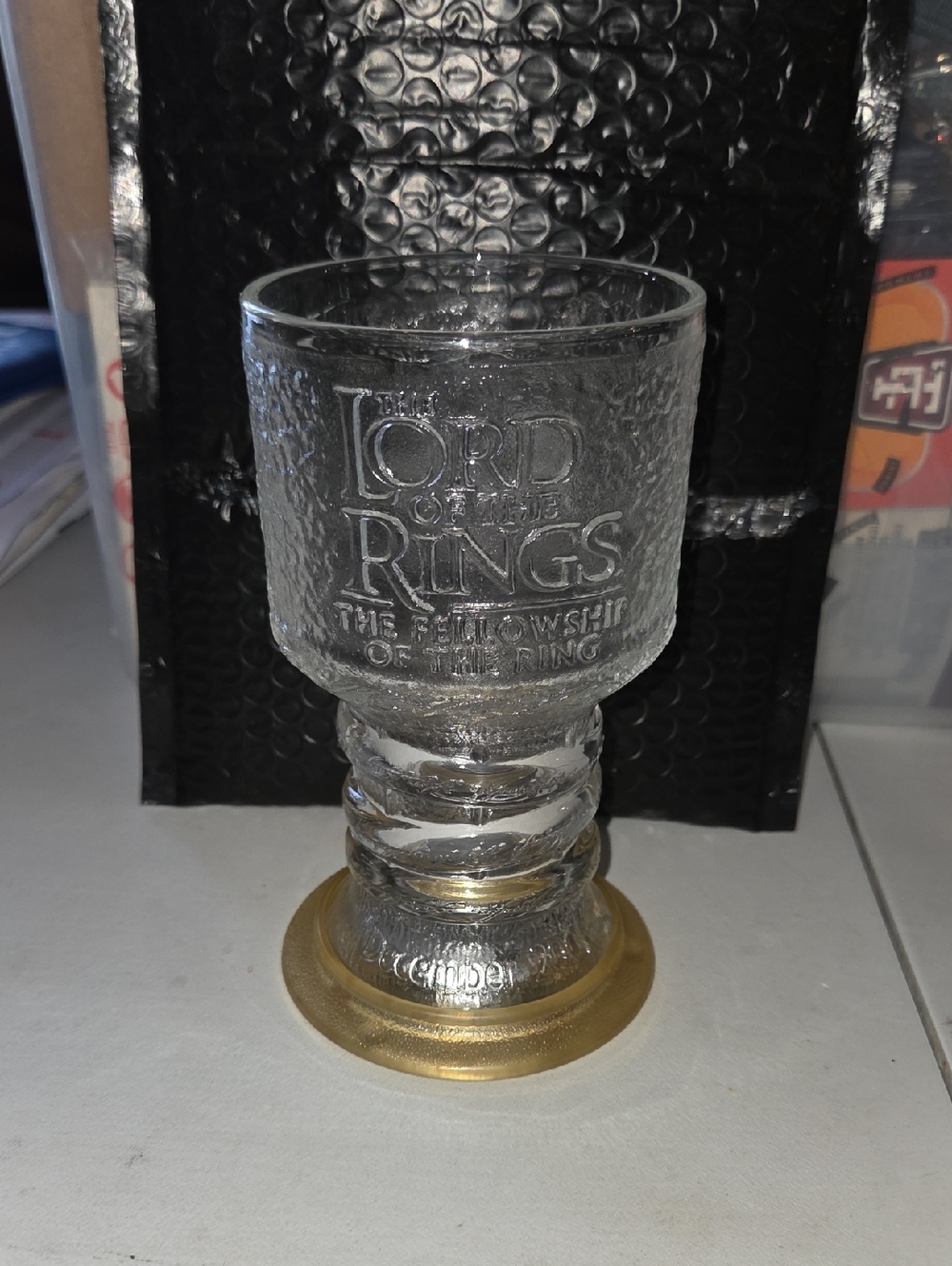 Lord of the Rings LOTR Glass Goblet Strider the Ranger  Vintage 2001 Collect